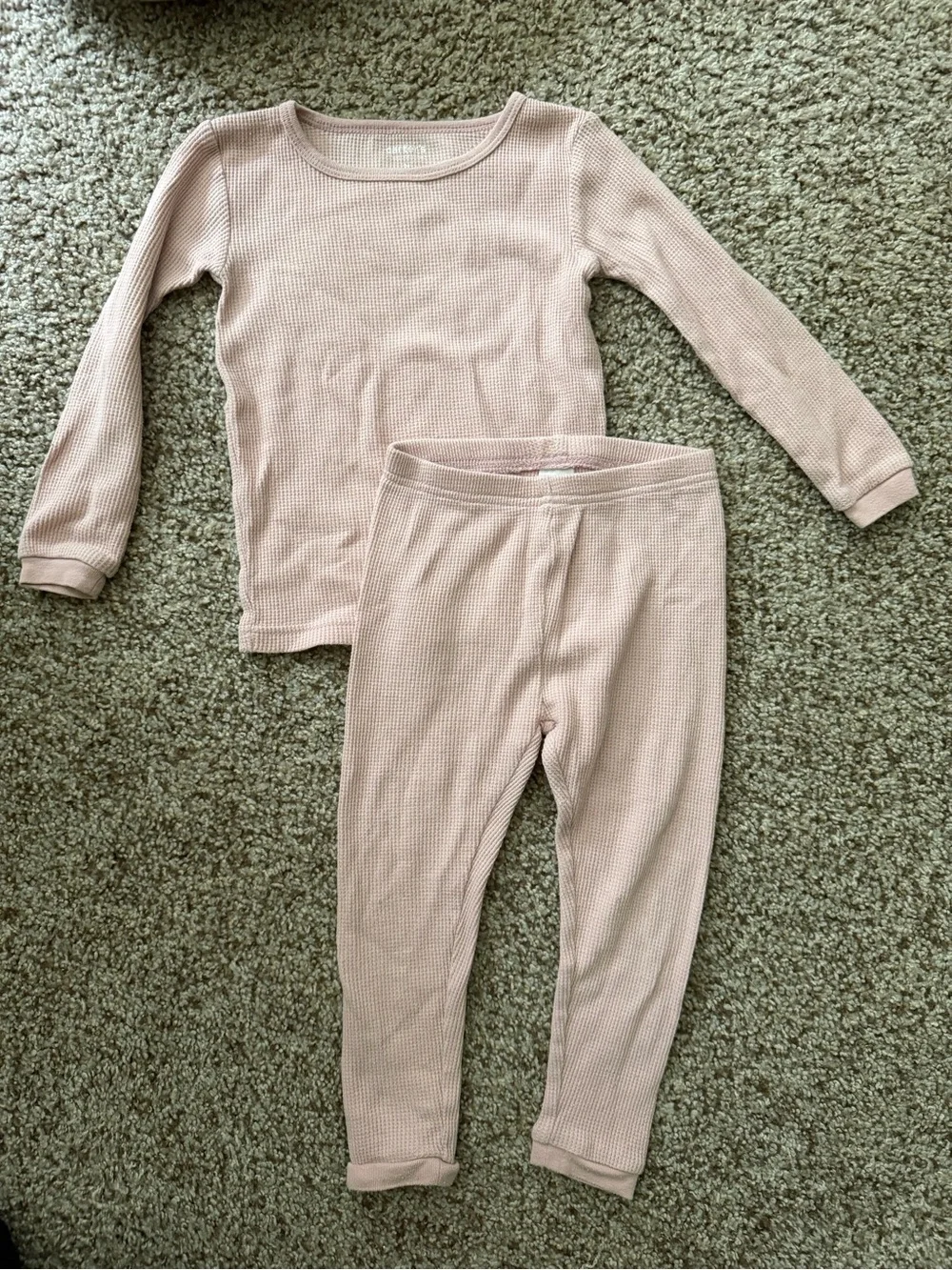Carter's Girls Waffle-Knit Pajama Set - Light Pink
